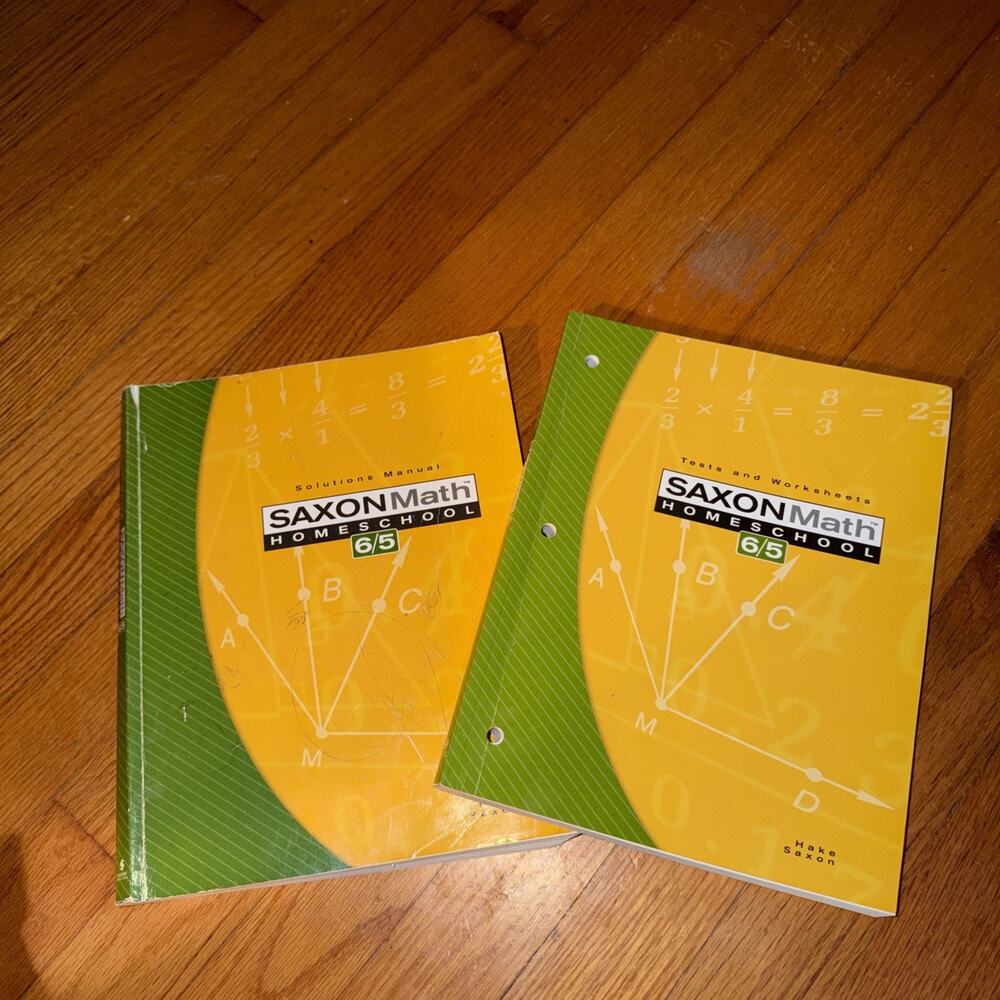 Lot Of 2 Saxon 6/5 Homeschool Math Set Tests And Worksheets and Solutions Manual